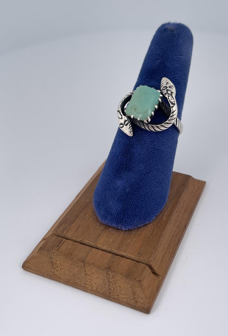 Navajo Sterling Silver Turquoise Snake Ring (1 of 3)
