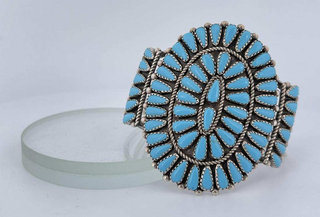 Zuni Petit Point Turquoise Sterling Bracelet (1 of 7)