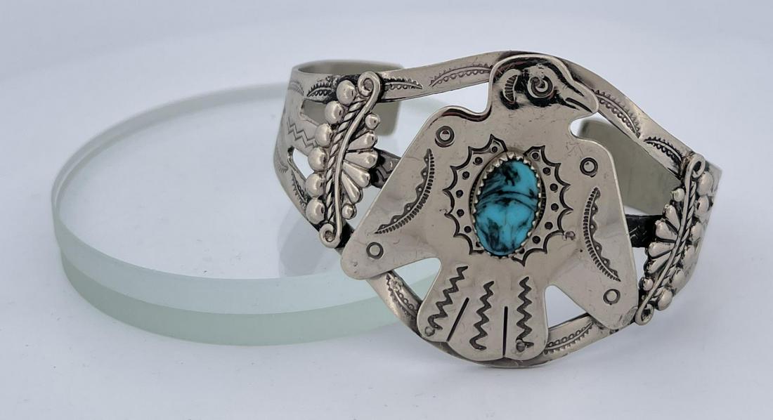Navajo Nickel Silver Bell Trading Post Bracelet (1 of 7)
