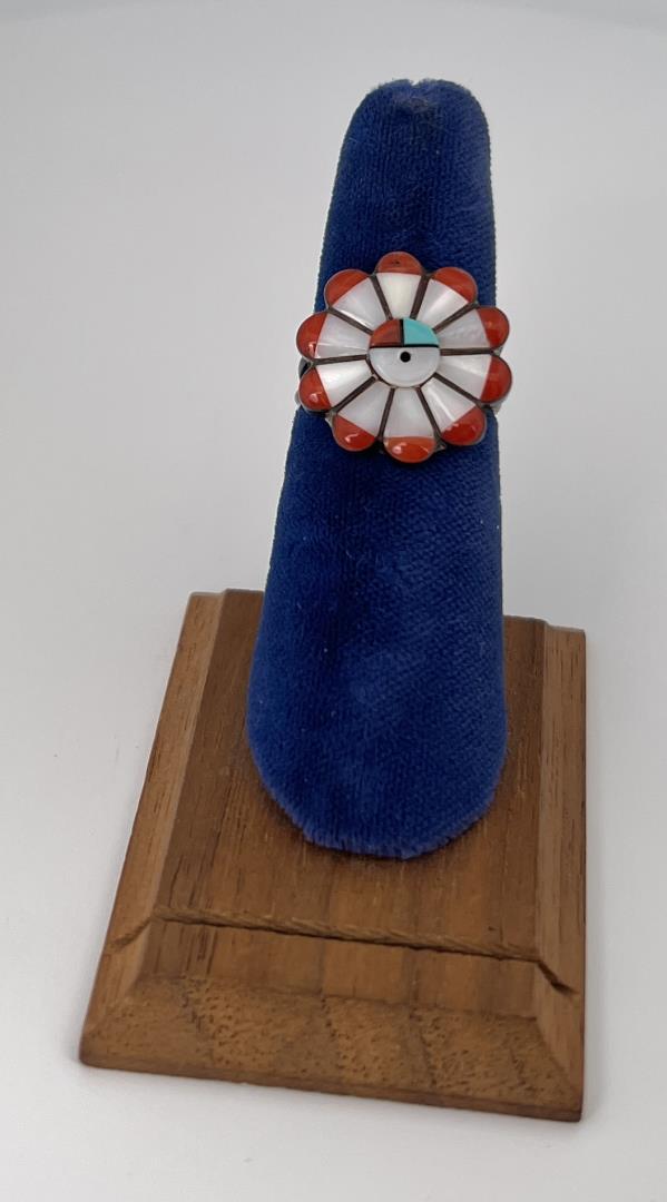 Zuni Sterling Silver Inlaid Kachina Ring (1 of 5)