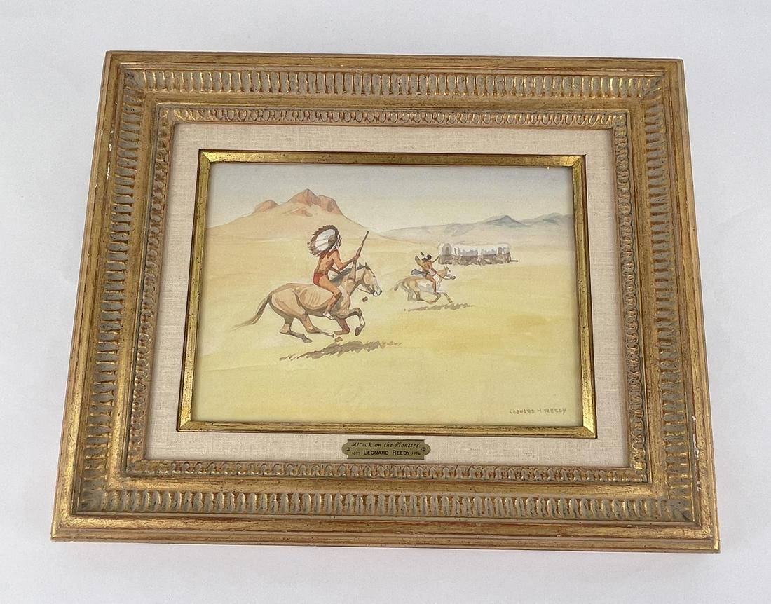 Leonard Reedy Attack on the Pioneers Watercolor (1 of 7)