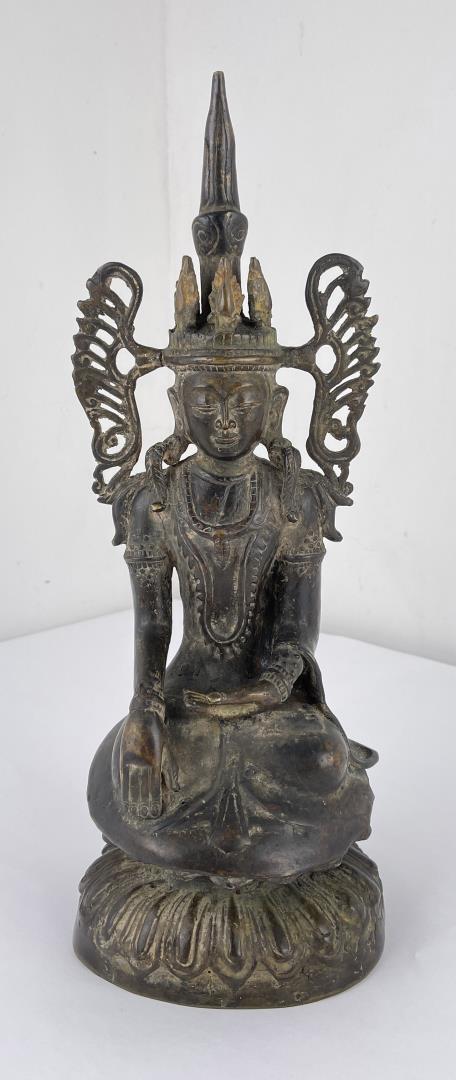 Antique Burma Myanmar Shan Bronze Buddha: 16 1/4" tall, 6 1/8" long.