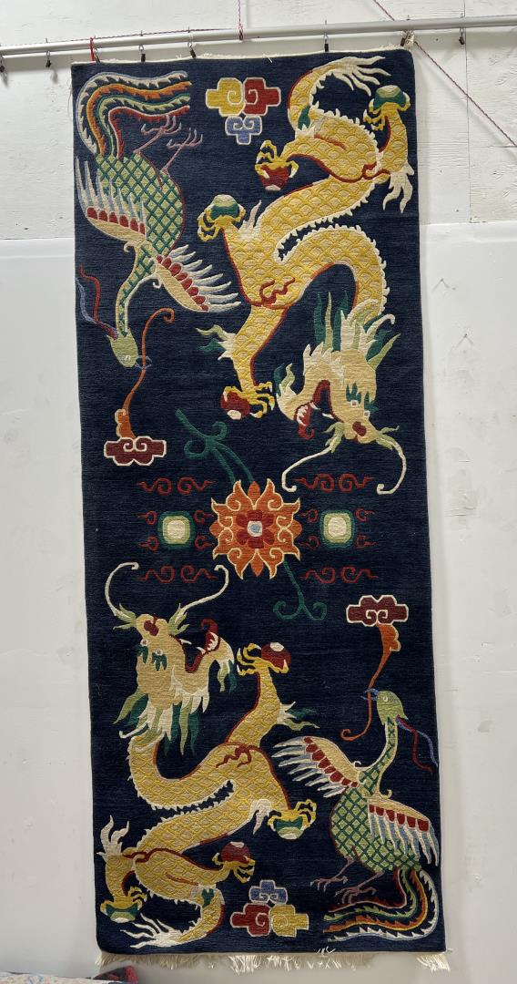 Chinese Tibetan Dragon Wool Rug (1 of 3)