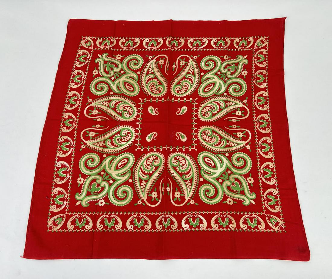 Antique 1870's Turkey Red Cowboy Bandana: Very nice Paisley Bandana. 22" by 22".