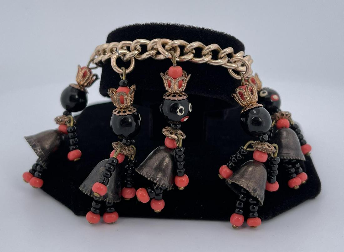 Black Americana Charm Bracelet: Unusual piece.