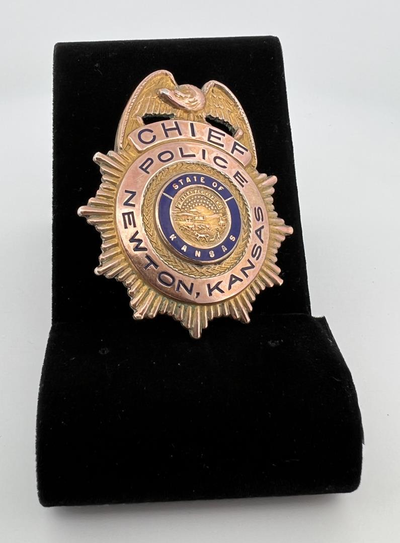 Chief of Police Newton Kansas Badge: 2 1/8" long. Provenance: Jack Ooley Collection.