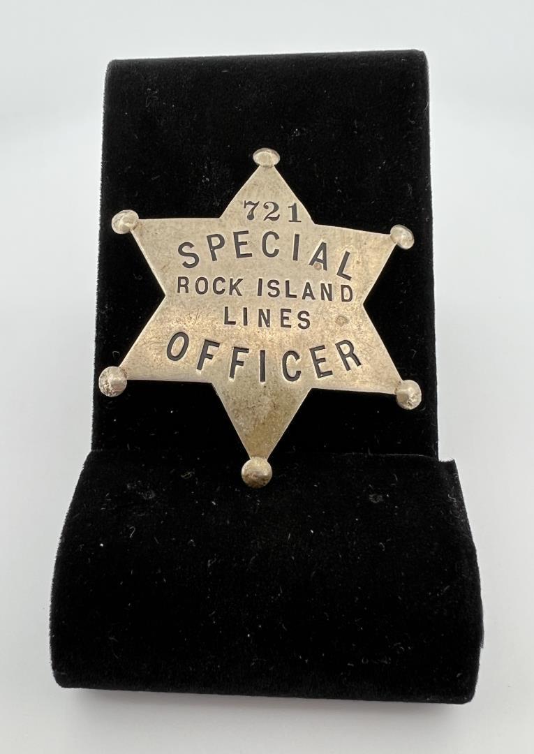 Special Officer Rock Island Railroad Lines Badge: 2" diameter. Provenance: Jack Ooley Collection.