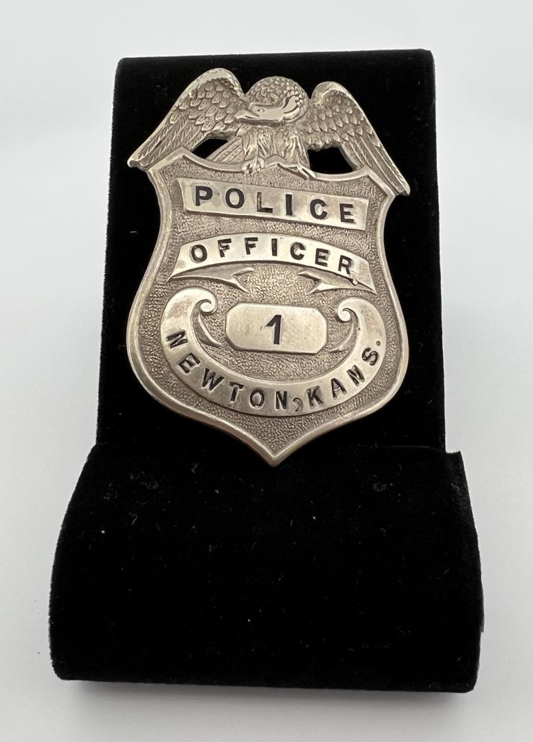Police Officer Newton Kansas Badge: 2 3/8" long. Provenance: Jack Ooley Collection.