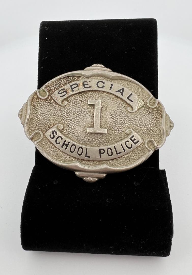 Antique Special School Police Badge: 2 1/2" long. Provenance: Jack Ooley Collection.
