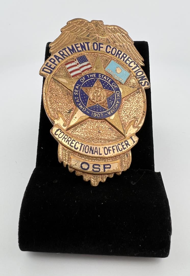 Oklahoma State Penitentiary Corrections Badge: 3 1/8" long. Provenance: Jack Ooley Collection.