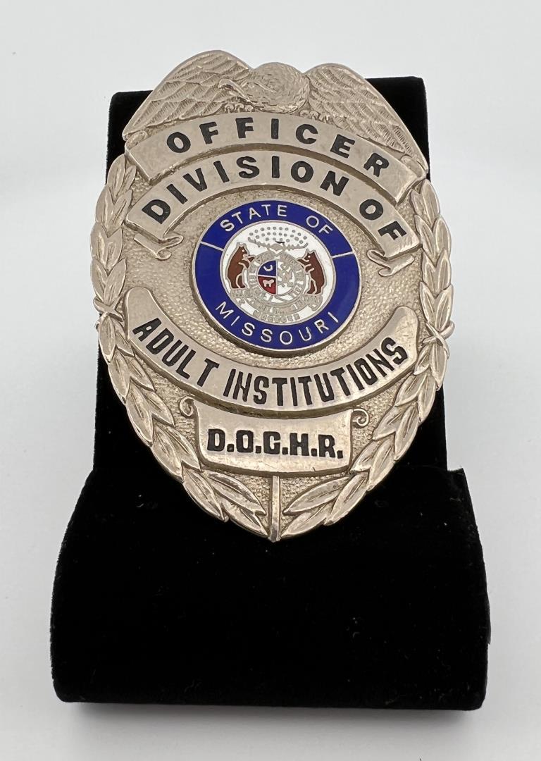 Missouri Division of Adult Institutions Badge: 3" long. Provenance: Jack Ooley Collection.
