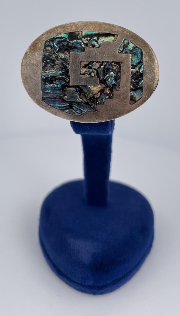 Taxco Mexico Sterling Silver Abalone Inlay Brooch (1 of 3)
