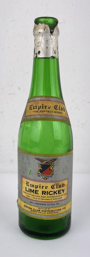 Empire Club Great Falls Montana Bottle: Lime Rickey. Scarce