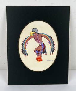 James Martin Eagle Dancer Gouache Painting: 11" x 14" Allard Auction Collection Inv: NIED 36245