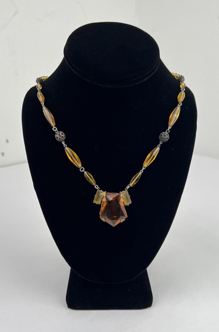 Art Deco Glass Faceted Bead Necklace (1 of 4)