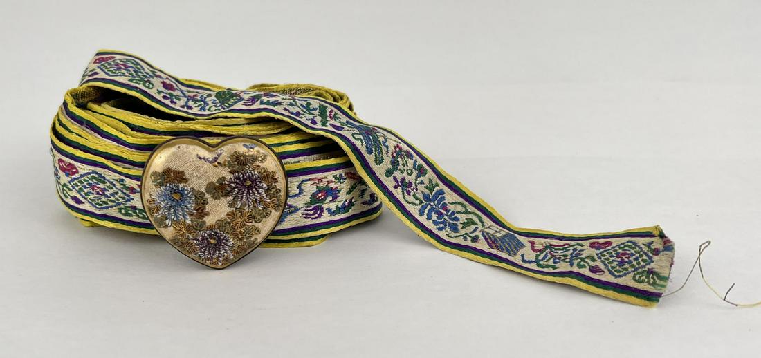 Victorian Porcelain and Silver Belt Buckle: Nice old buckle and belt.