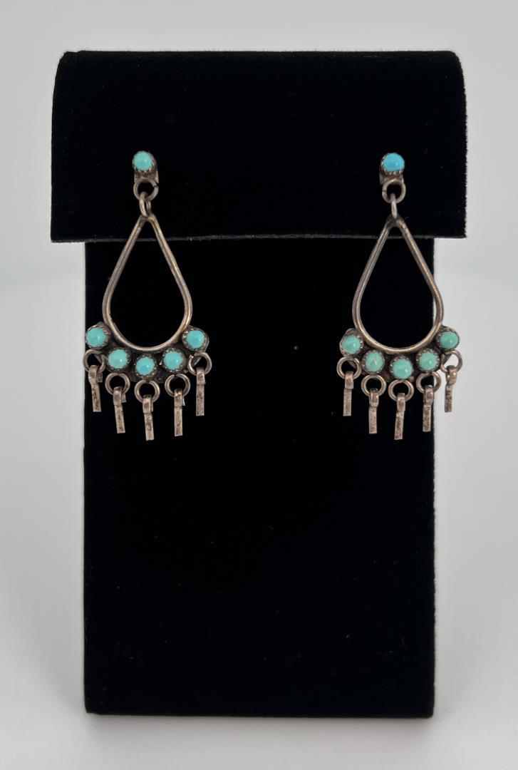 Zuni Turquoise Sterling Silver Earrings (1 of 4)