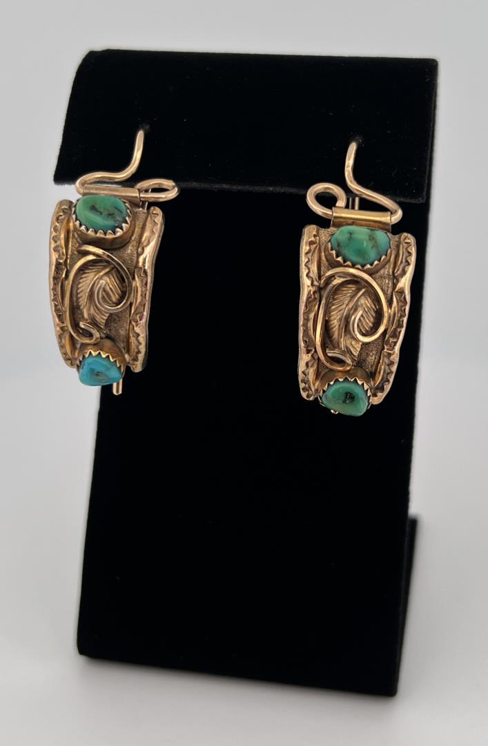 Navajo Turquoise Gold Filled Earrings (1 of 3)