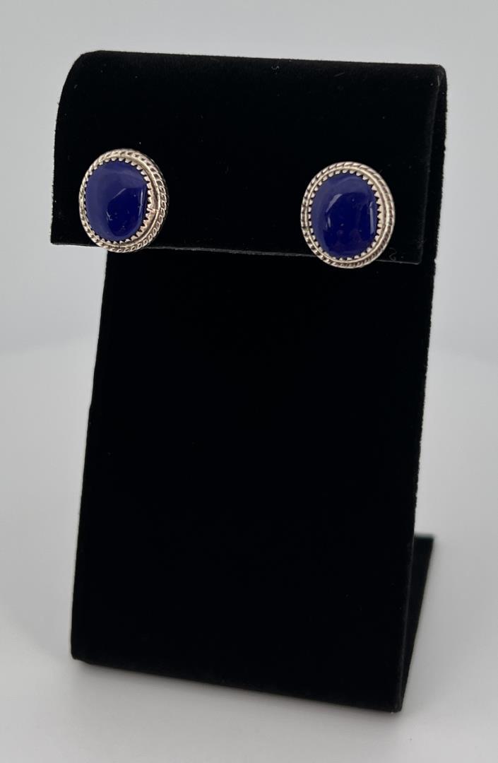 Navajo Lapis Lazuli Sterling Silver Earrings (1 of 3)