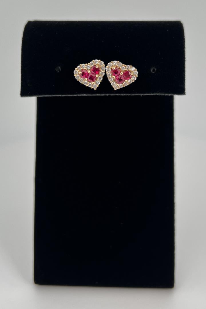 14k Gold Ruby Heart Earrings (1 of 6)