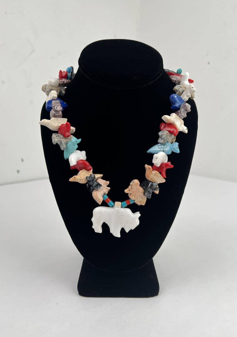 Large Chunky Zuni Turquoise Fetish Necklace (1 of 4)
