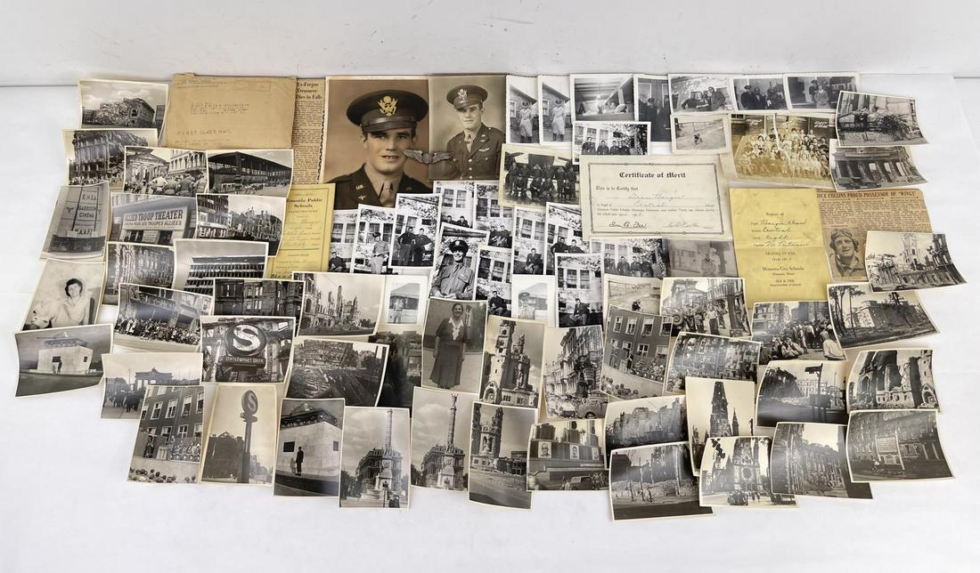 Large Grouping of Named WW2 Images: Nice grouping including pilots wings. 72 total images.