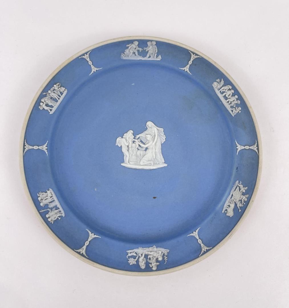 Antique Wedgwood Blue Jasperware Plate: Nice old plate. 7 1/4" diameter.