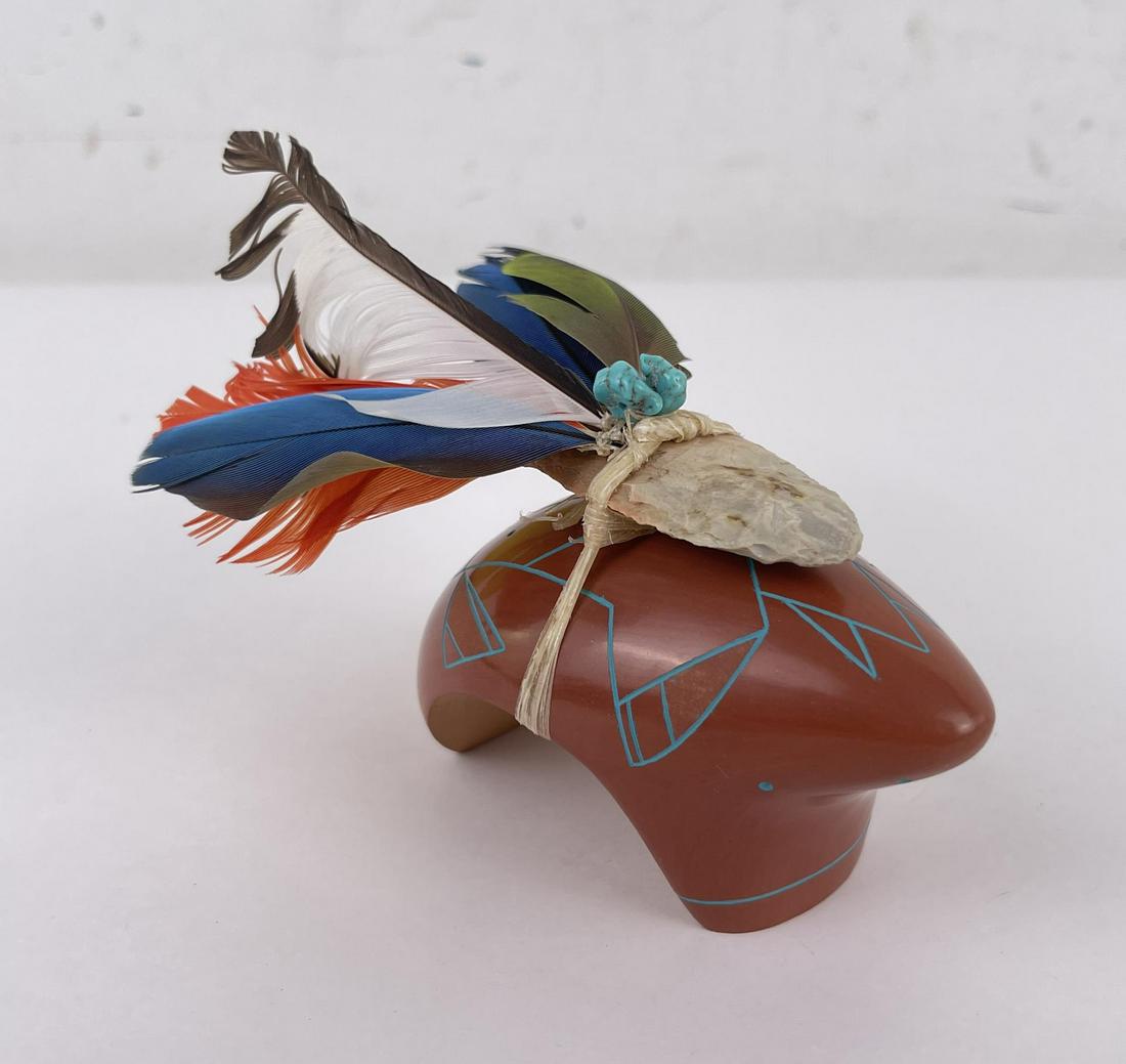 Paul Joseph Speckled Rock Tafoya Bear Fetish: 4 7/8" long, 2 1/4" tall. Paul Speckled Rock was a grandson of Severa Tafoya and a son of Tonita Tafoya. His brothers Ray Tafoya and Ken Tafoya, are both well-known potters. He was married to Rosemary