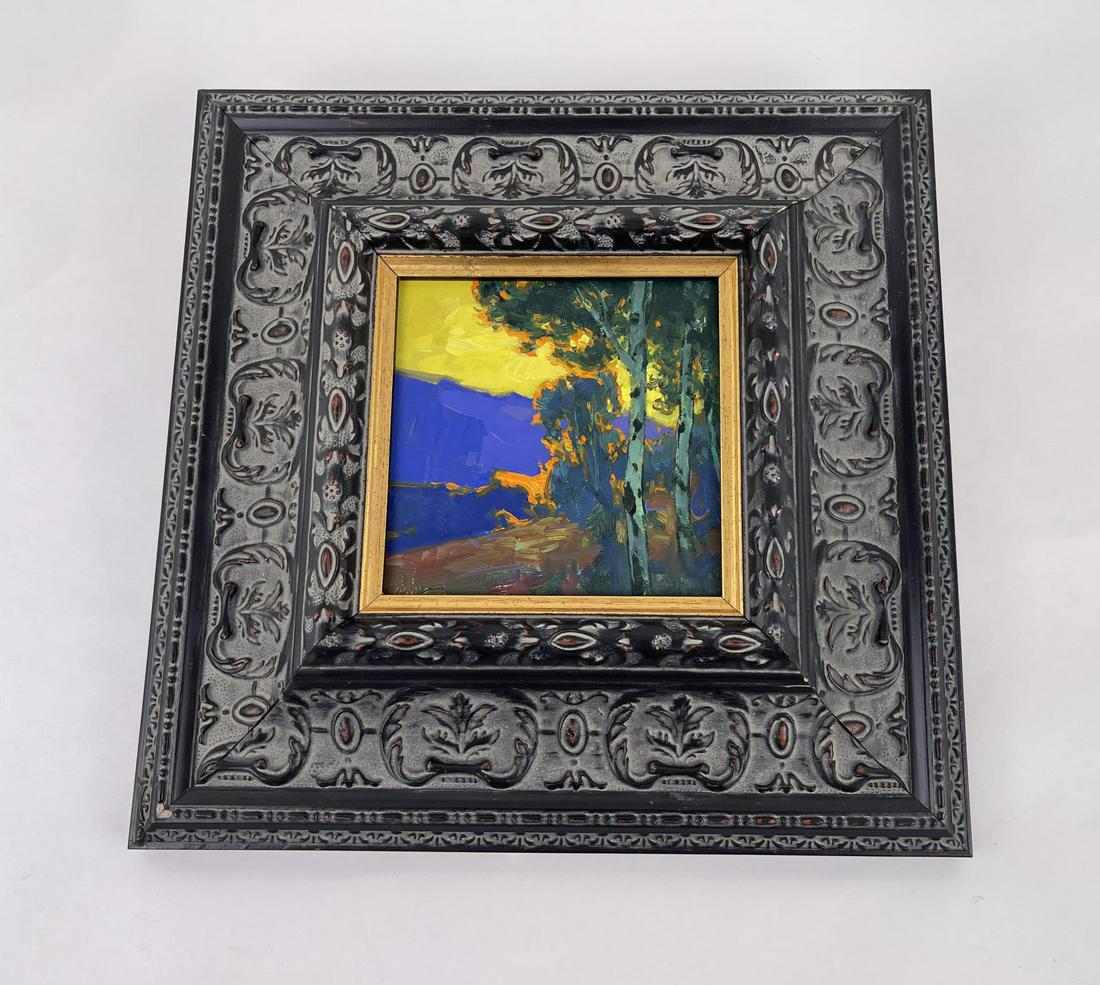 Taylor Lynde Oil on Board Painting A Pro Nobis: 6" by 6" unframed. 14" by 14" framed. Taylor Lynde is a fourth generation resident of Montana. His career has been influenced by two men, artist Scott Switzer and his high school art teacher, Michael