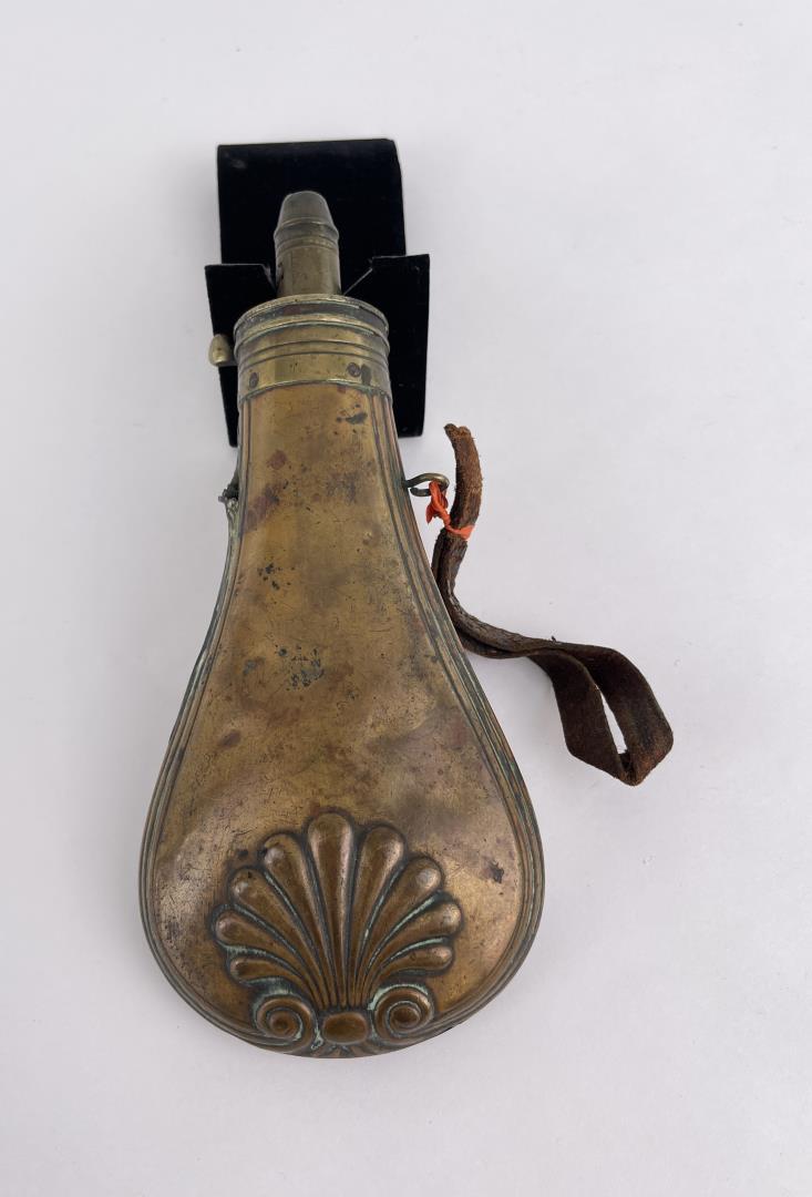 Civil War Colt's Patent Black Powder Flask: Nice old flask. Colts Patent. 7 7/8" long. 3 1/2" wide.