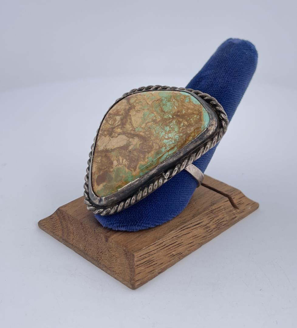 Large Navajo Sterling Silver Turquoise Ring (1 of 5)