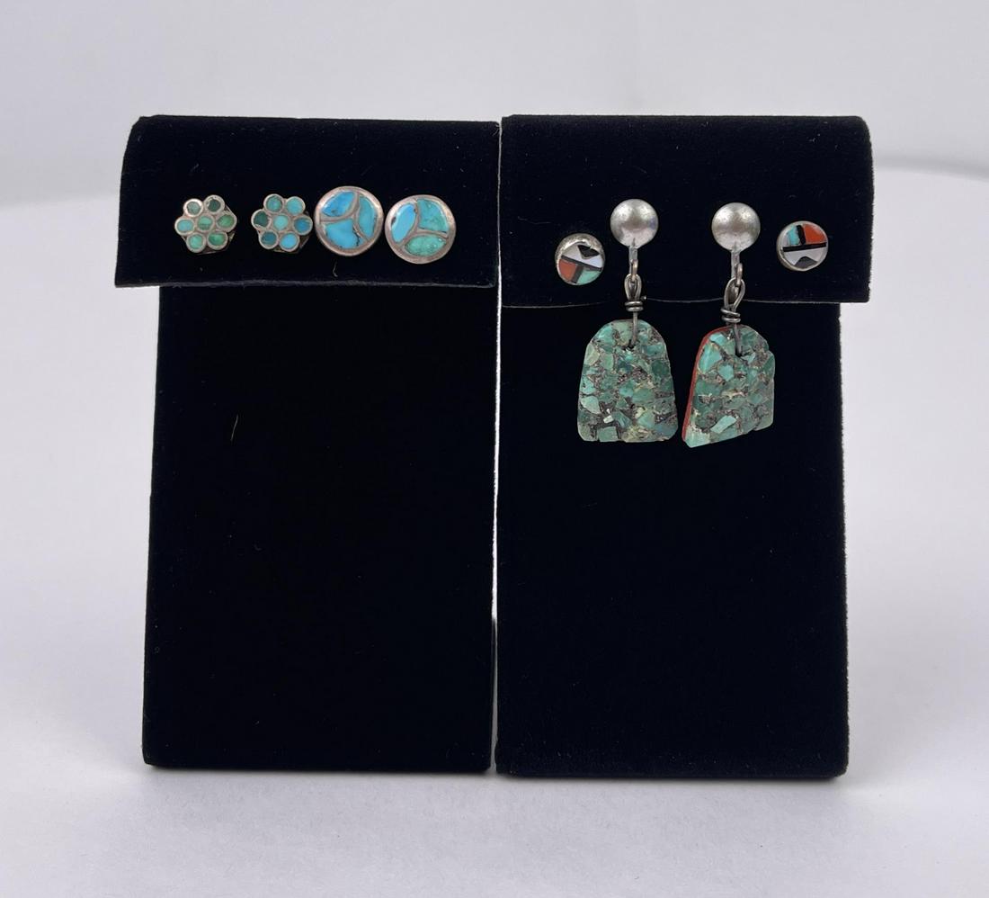 Navajo Zuni Sterling Silver Earrings (1 of 2)