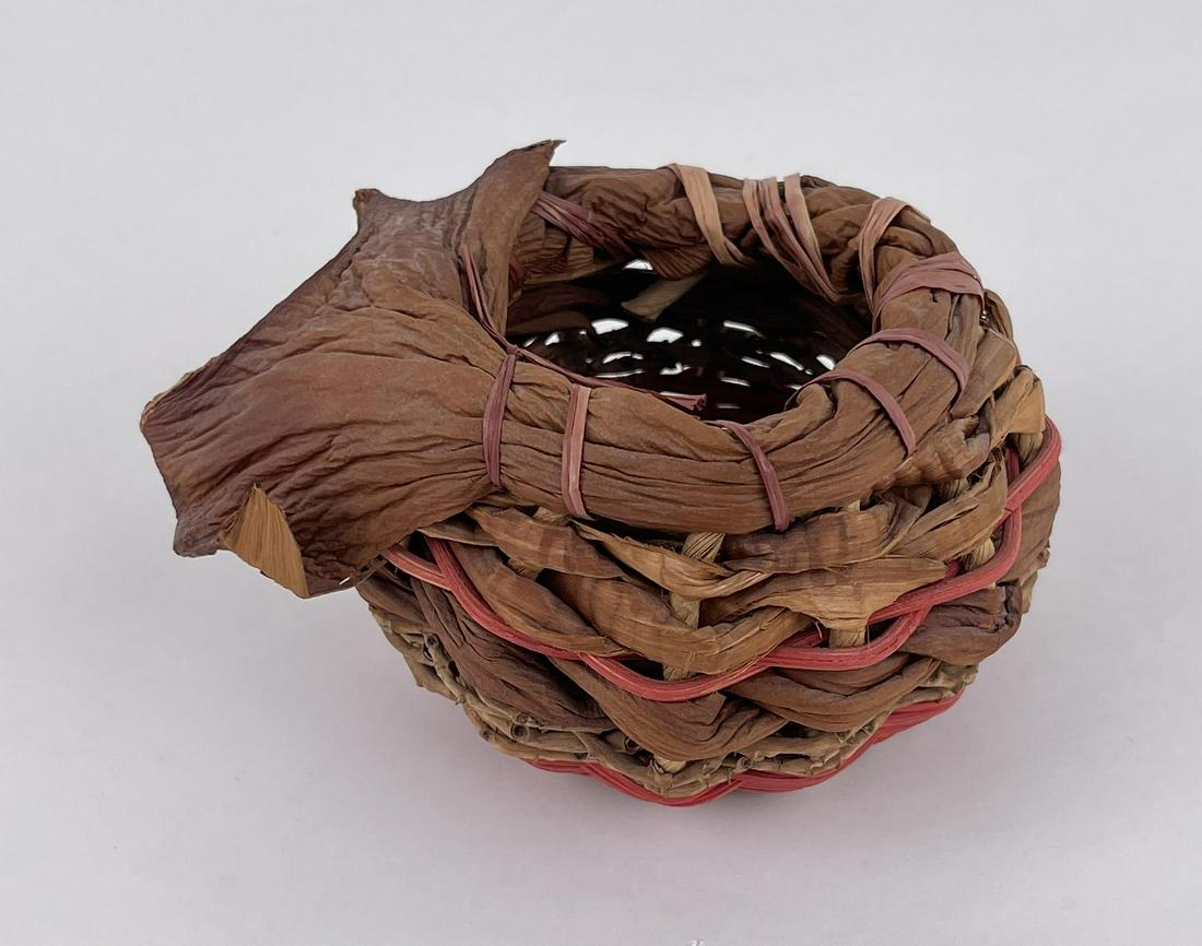Port Townsend Washington Indian Basket: 3 7/8" diameter, 2 5/8" tall. Allard Auction Collection Inv: NO TAG