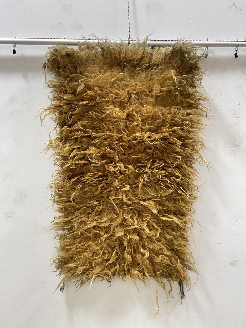 Unusual Navajo Indian Angora Blanket Rug: 24" by 42". Allard Auction Collection Inv: HAI 25350