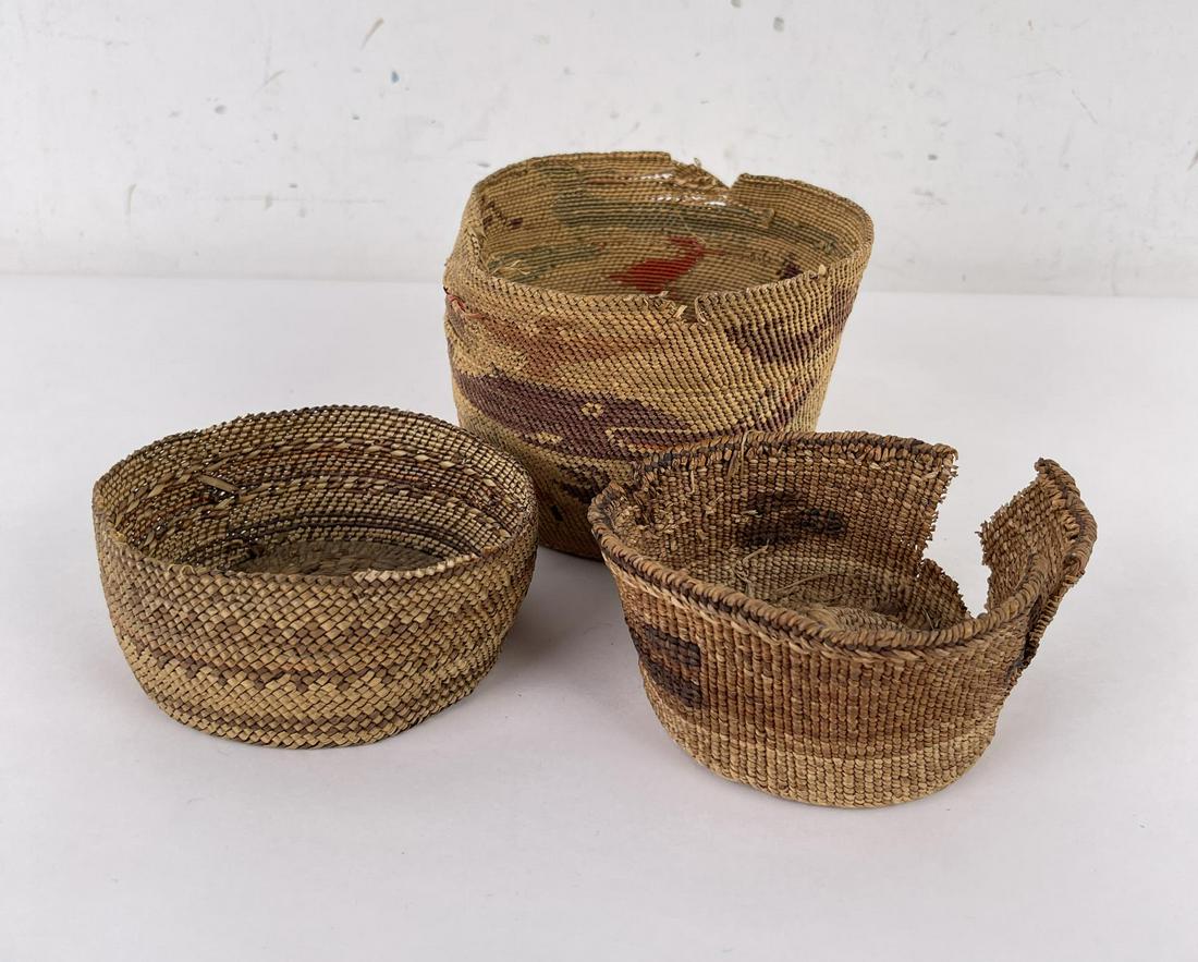 Group of Makah Indian Baskets: Poor condition. Allard Auction Collection Inv: LIC BRO MNS