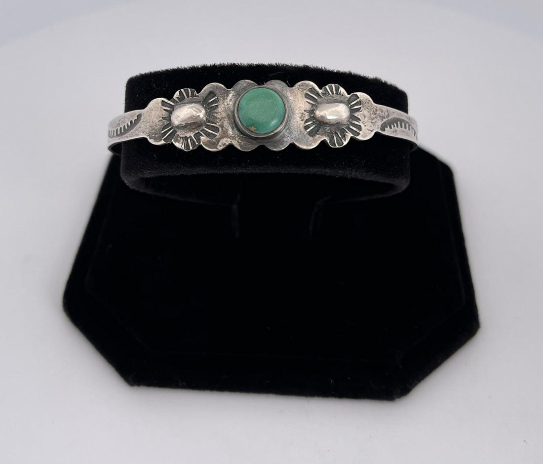 Navajo Sterling Silver Turquoise Bracelet (1 of 4)