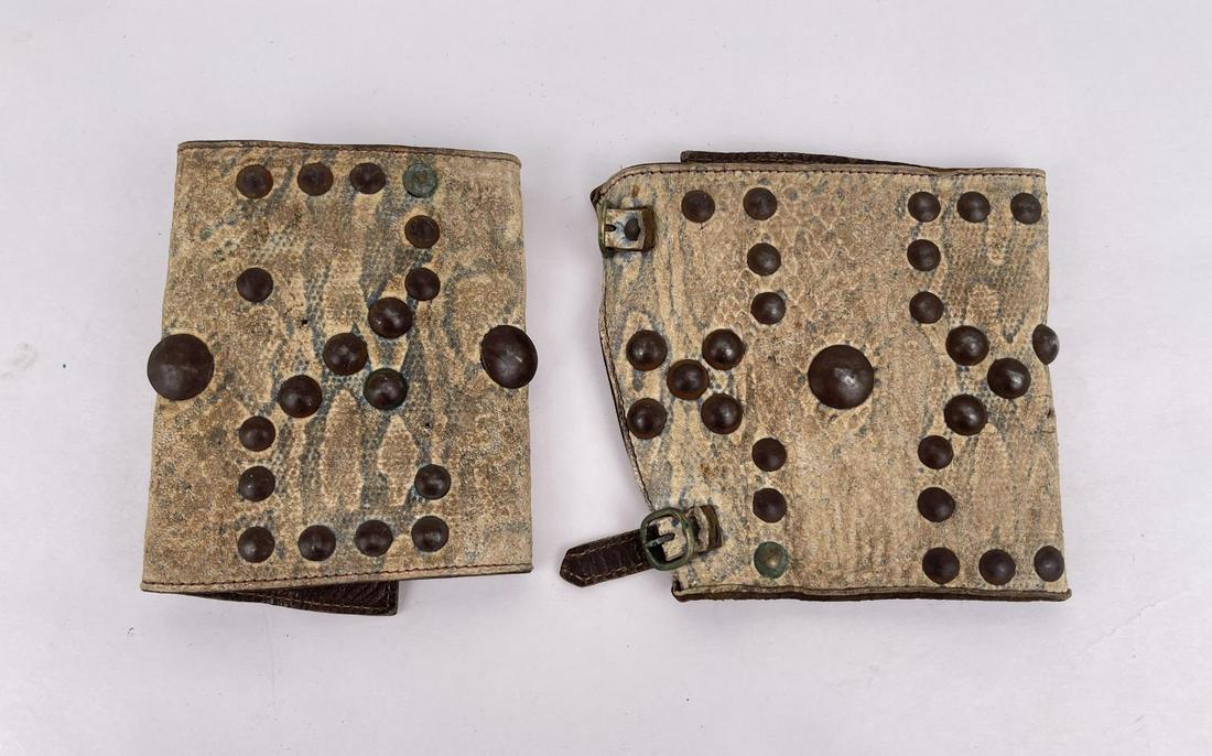 Antique Tooled Leather Cowboy Cuffs (1 of 6)