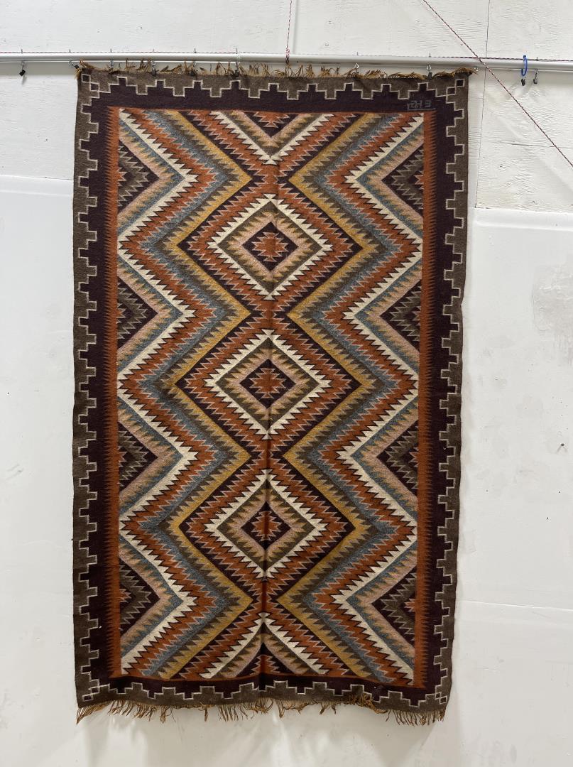 Large Navajo Burntwater Pattern Rug Blanket (1 of 3)