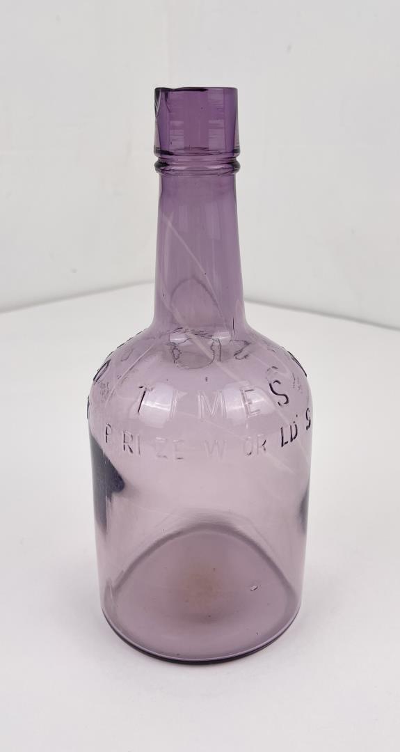 Old Times Whisky Bottle: 9 1/2" tall.