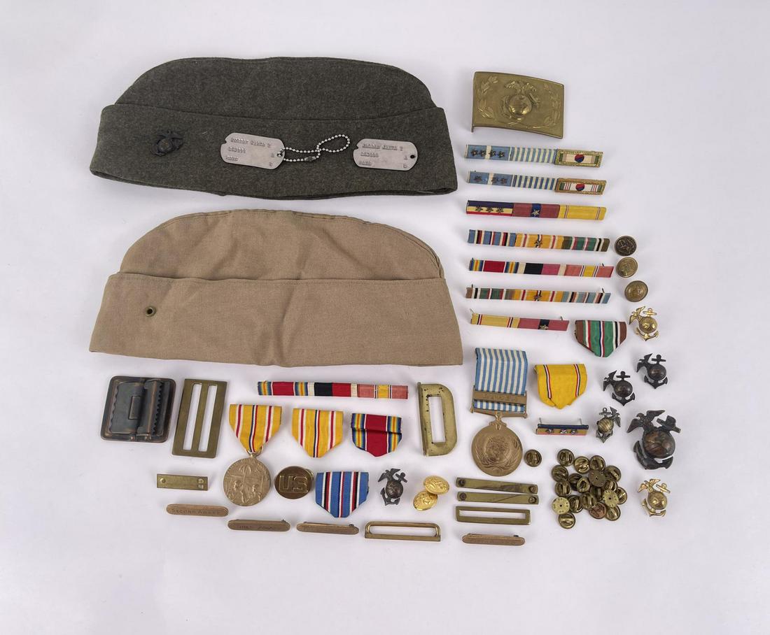 WW2 USMC Marine Corps Named Collection: Medals, Pins, Badges, Medal Bars and more. Named to a James T Jordan.