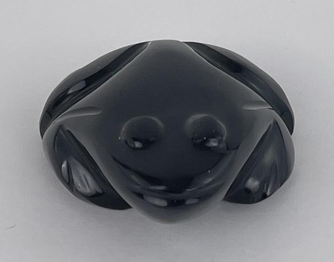Zuni Carved Black Stone Frog Fetish: 2 1/2" by 2 3/4".