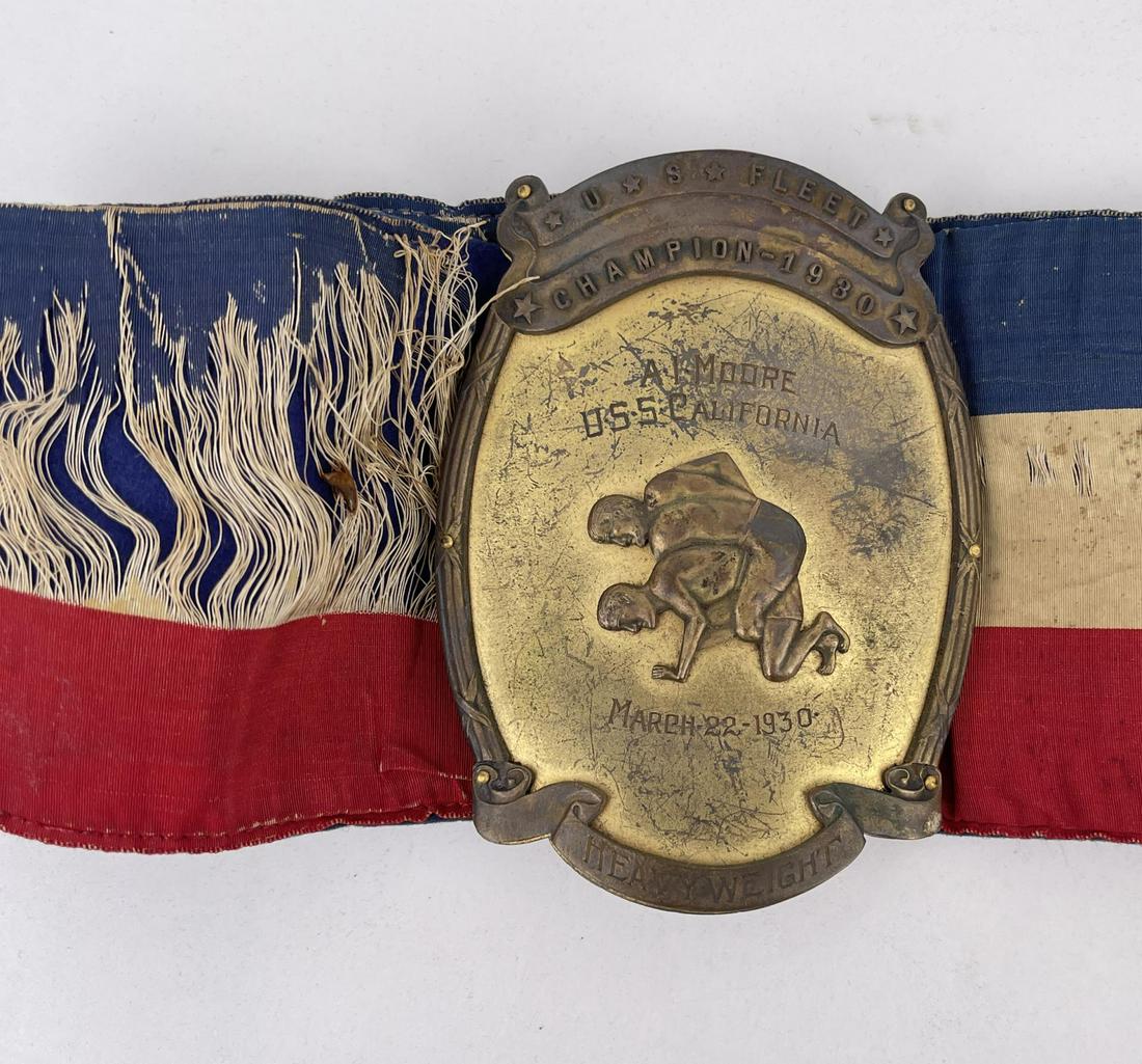 1930 Heavyweight Champion US Navy Wrestling Belt (1 of 7)