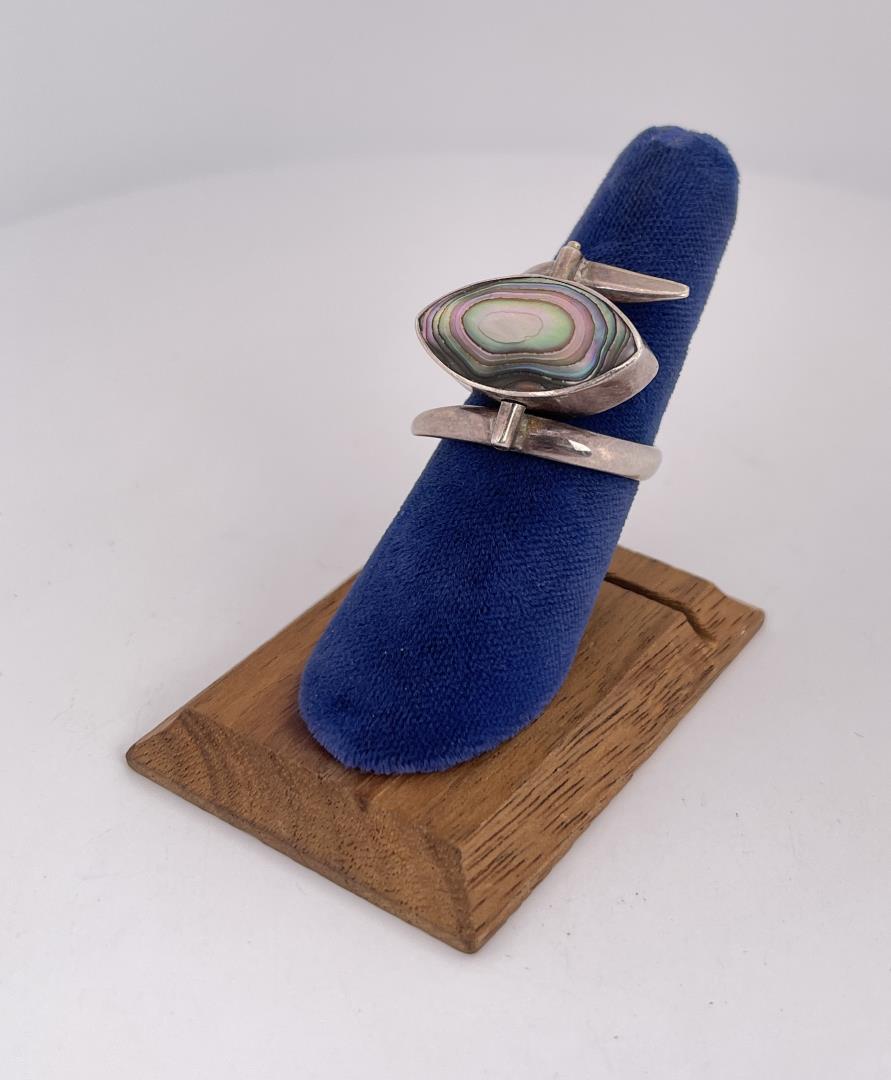 Turquoise Abalone Reversible Sterling Silver Ring (1 of 6)