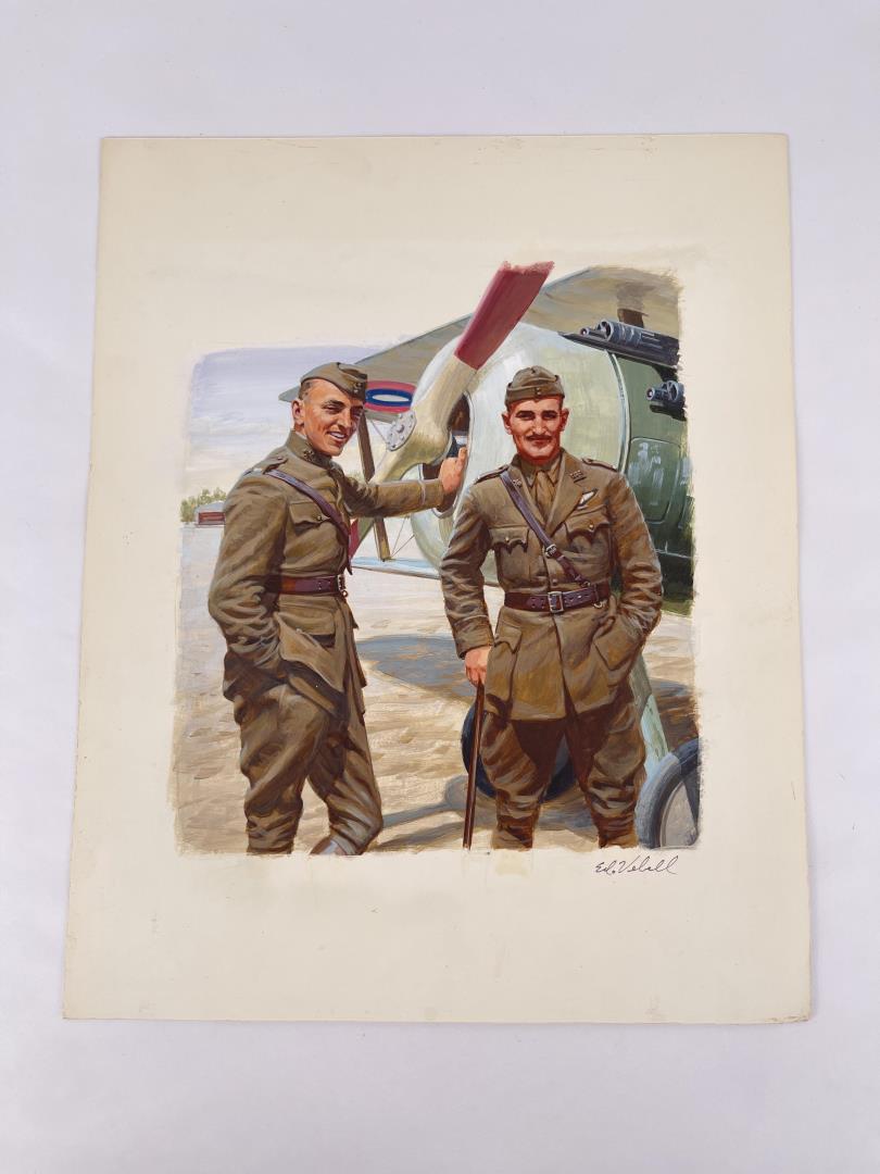 WWI WW1 Edward Vebell Fighter Pilot Painting (1 of 4)