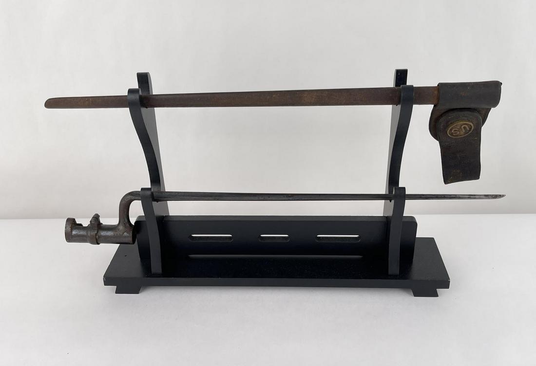 Indian Wars 45-70 Springfield Trapdoor Bayonet: Nice example with scabbard.