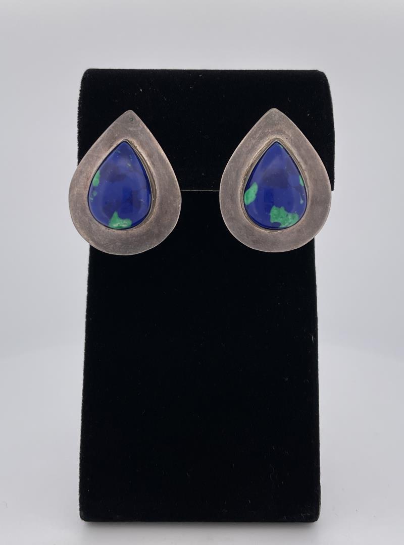 Sterling Silver Azurite Malachite Earrings (1 of 5)