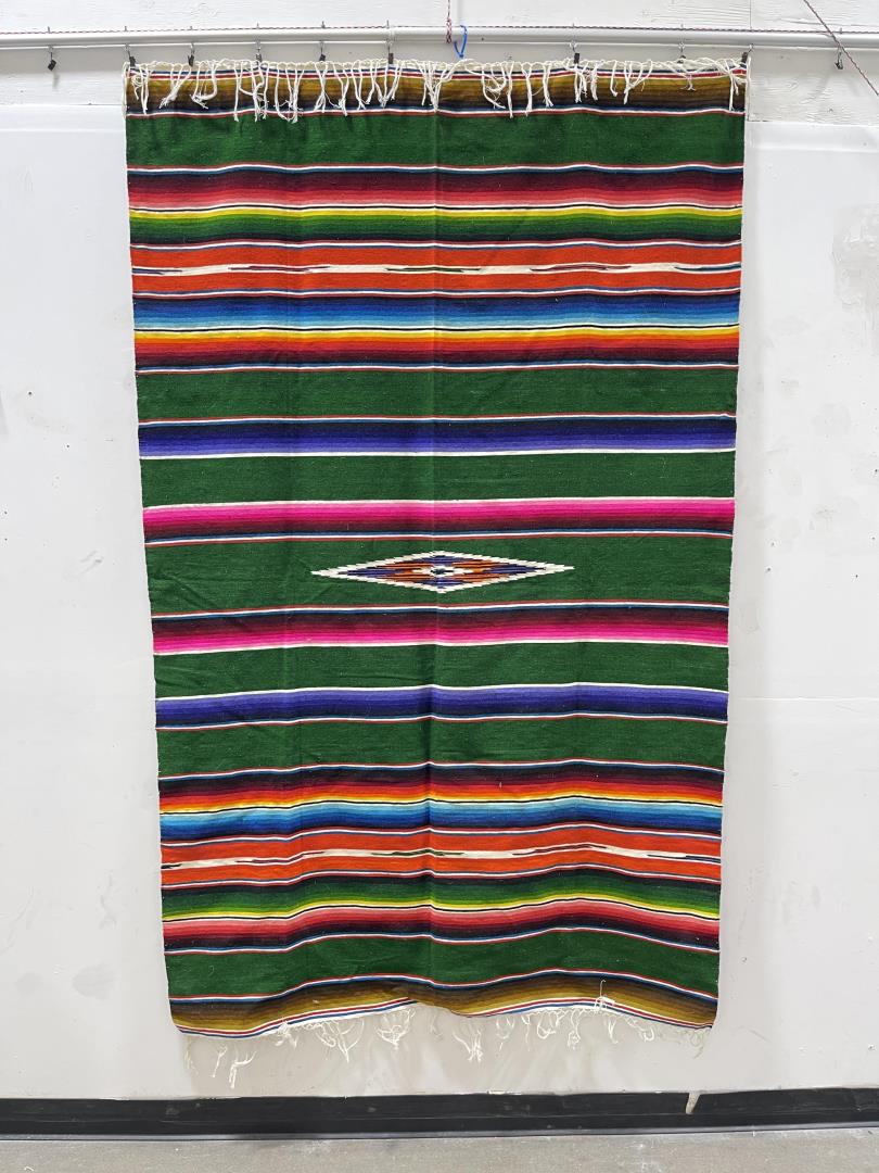 Vintage Mexican Wool Serape Saltillo Blanket (1 of 3)
