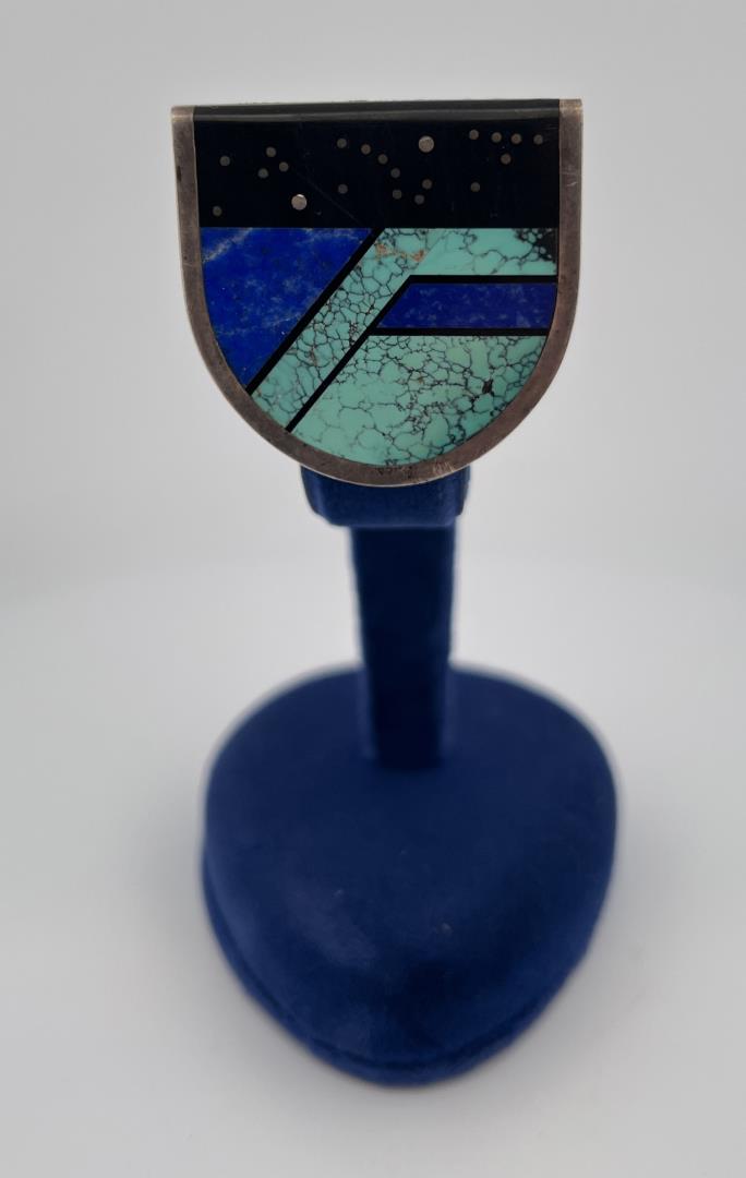 Jim Harrison Navajo Sterling Silver Inlaid Brooch (1 of 4)