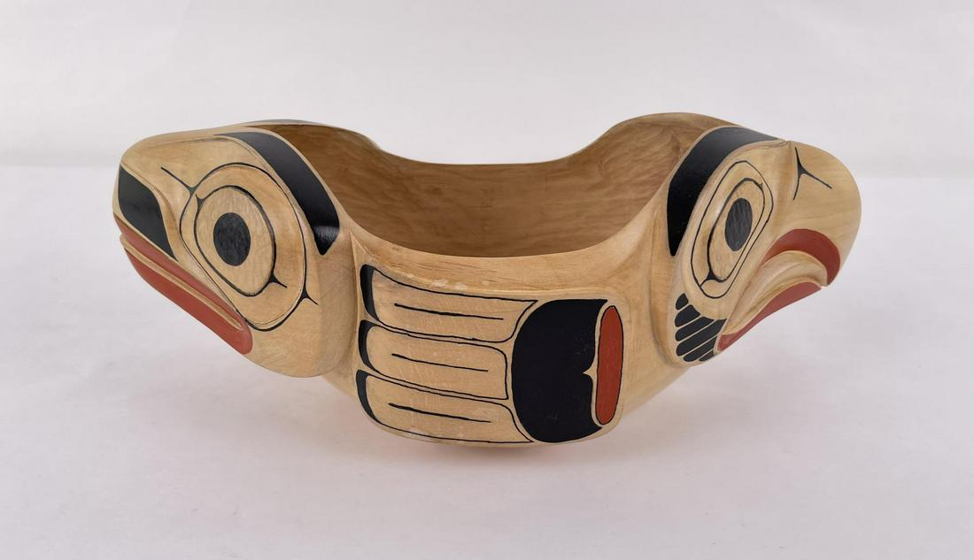 Haida Northwest Coast Indian Wood Grease Bowl: 11 5/8" long, 5 1/8" wide, 4 1/2" tall. Unsigned. Allard Auction Collection Inv: AX 2004