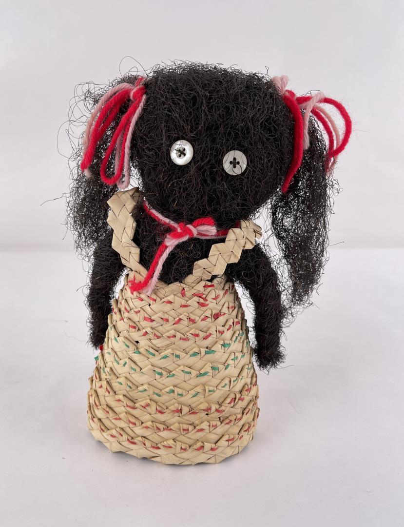 Tunica Biloxi Indian Tribe Louisiana Hair Doll: 9 5/8" tall. Allard Auction Collection Inv: RAH 24771